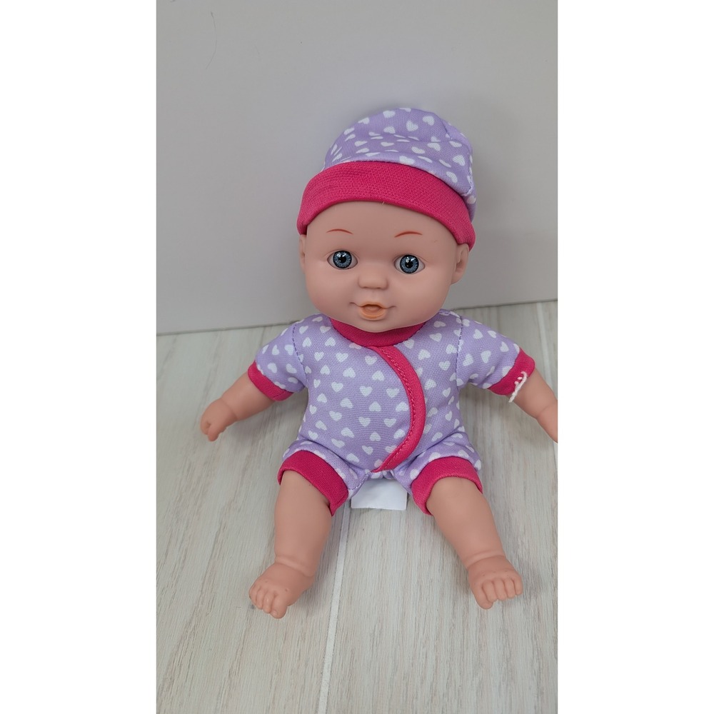 Gi-Go Toys Baby Doll 8 Inch Purple Heart Print Romper and Hat Set